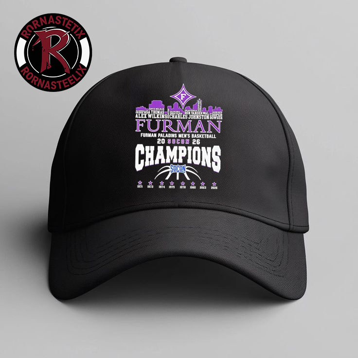 Congrats Furman Paladins Champions 2026 SoCon Men?s Basketball 8X City Skyline Hat Cap Congrats Furman Paladins Champions 2026 SoCon Men?s Basketball 8X City Skyline Hat Cap