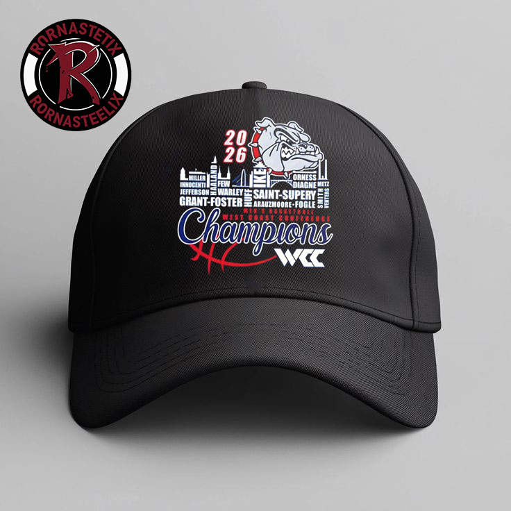 Congrats Gonzaga Bulldogs Champions 2026 WCC Men?s Basketball Mascot Hat Cap Congrats Gonzaga Bulldogs Champions 2026 WCC Men?s Basketball Mascot Hat Cap