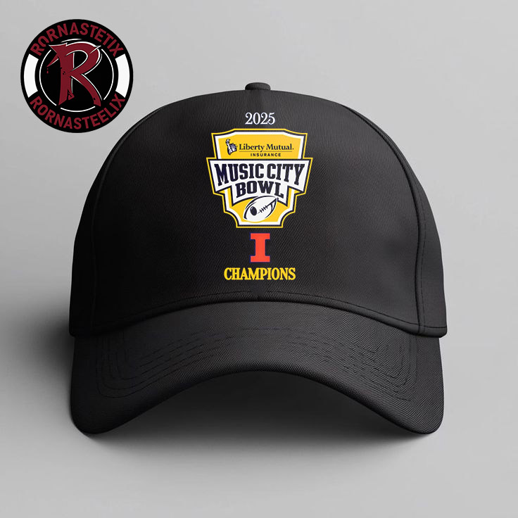 Congrats Illinois Fighting Illini Champions 2025 Music City Bowl Championship Logo Hat Cap Congrats Illinois Fighting Illini Champions 2025 Music City Bowl Championship Logo Hat Cap