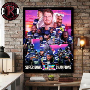 Congrats Seattle Seahawks Champions Super Bowl LX 2026 Poster Canvas Decor