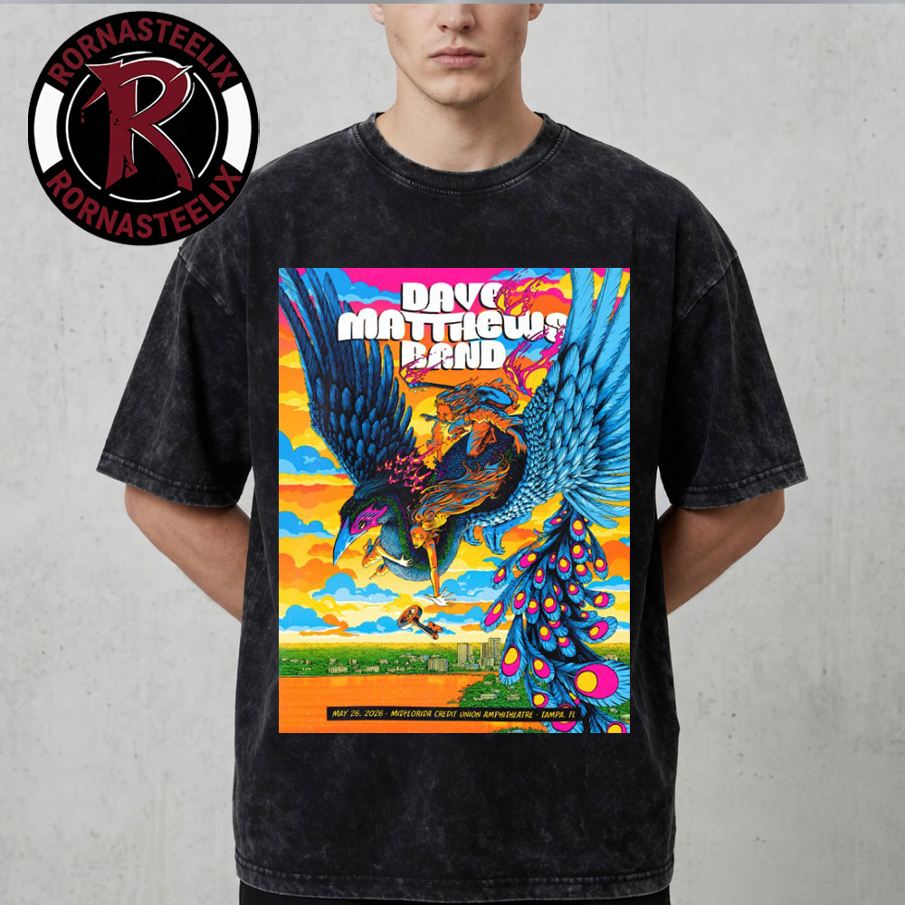 Dave Matthews Band Event Poster At MIDFLORIDA Credit Union Amphitheatre On May 26 2026 Tampa Florida Washed T Shirt Dave Matthews Band Event Poster At MIDFLORIDA Credit Union Amphitheatre On May 26 2026 Tampa Florida Washed T Shirt