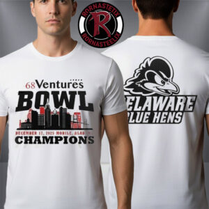 Delaware Blue Hens Champion 68 Ventures Bowl Championship 2025 December 17 2025 At Mobile Alabama Unisex T-Shirt Two Sided