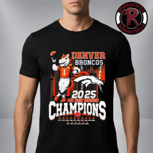 Denver Broncos NFL 2025 AFC West Division Champions Mascot Tee City Skyline Unisex T-Shirt
