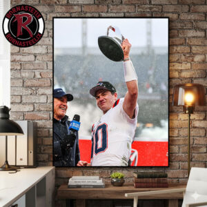 Drake Maye New England Patriots Lift AFC 2025 Trophhy Cup Poster Canvas Decor