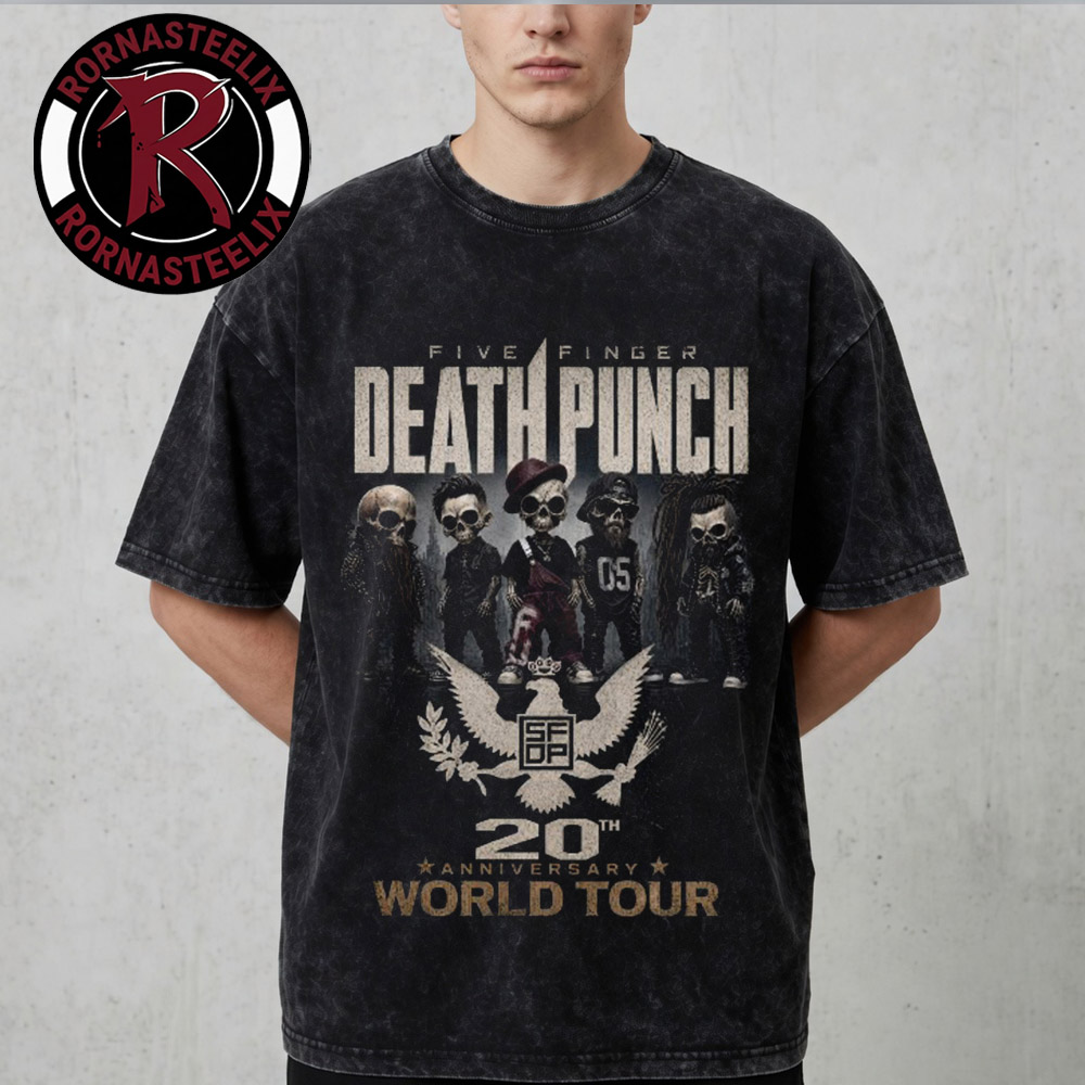 Five Finger Death Punch New Single Eye Of The Storm 20th Anniversary World Tour 2026 Washed T Shirt Five Finger Death Punch New Single Eye Of The Storm 20th Anniversary World Tour 2026 Washed T Shirt