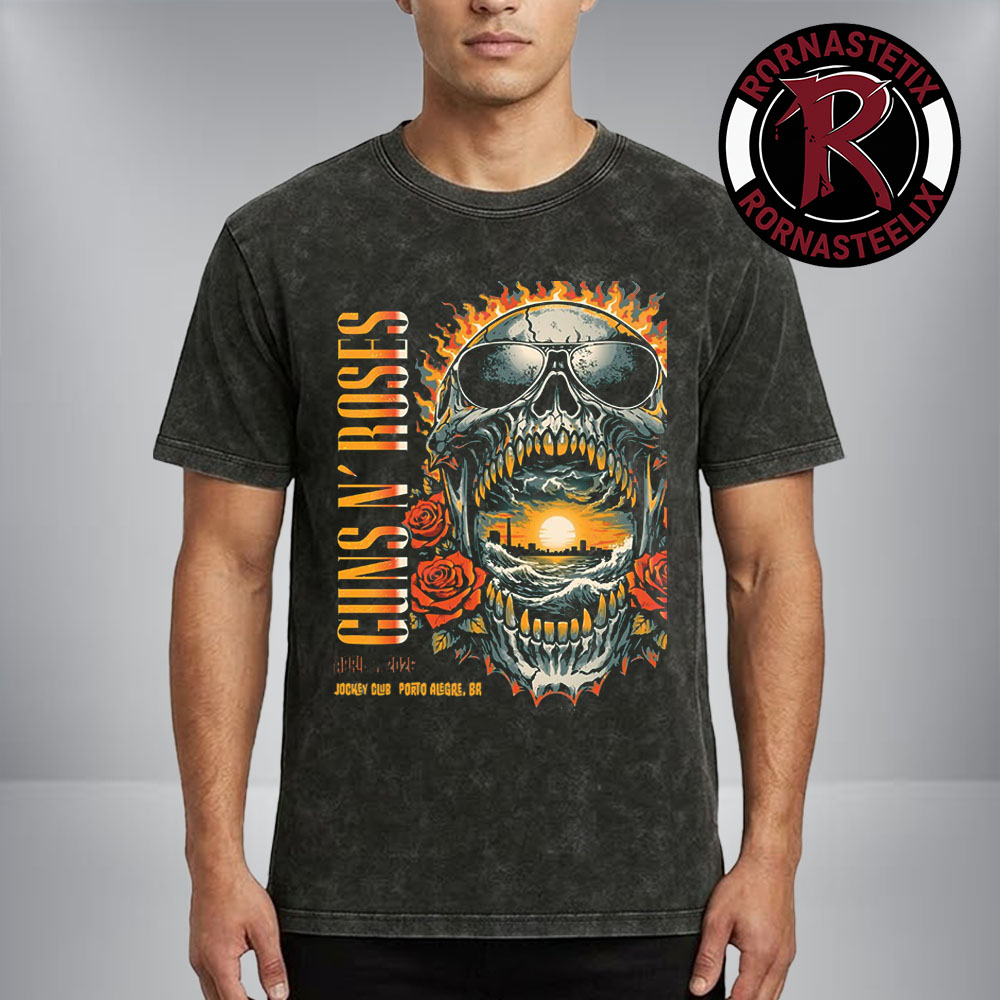 Guns N Roses 2026 Event Poster At Jockey Club On April 1 2026 Porto Alegre Brazil Washed T-Shirt Guns N Roses 2026 Event Poster At Jockey Club On April 1 2026 Porto Alegre Brazil Washed T-Shirt