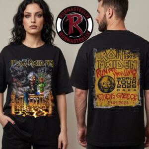 Iron Maiden Athens Greece Run For Your Lives 2026 World Tour OAKA ON May 23 2026 Unisex T Shirt Two Sided