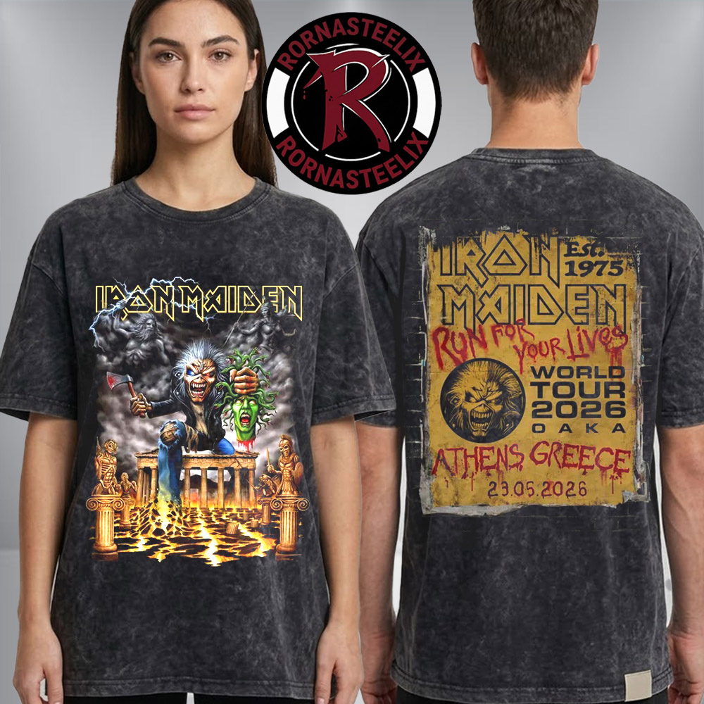 Iron Maiden Athens Greece Run For Your Lives 2026 World Tour OAKA ON May 23 2026 Washed T Shirt Iron Maiden Athens Greece Run For Your Lives 2026 World Tour OAKA ON May 23 2026 Washed T Shirt
