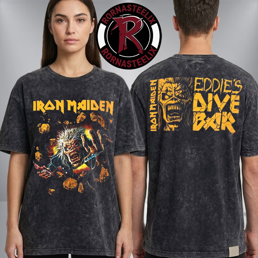 Iron Maiden Run For Your Lives World Tour 2026 Eddie's Dive Bar Athens Exclusive Merchandise Washed T Shirt Iron Maiden Run For Your Lives World Tour 2026 Eddie's Dive Bar Athens Exclusive Merchandise Washed T Shirt