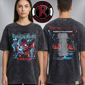 Iron Maiden Run For Your Lives World Tour 2026 Eddie’s Dive Bar Athens Merch Cyber Electric Tour Dates Washed T Shirt