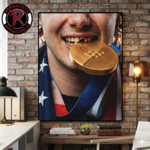 Jack Hughes Teeth Gold Medal USA Team Hockey Champion Olympic Winter 2026 Poster Canvas Decor