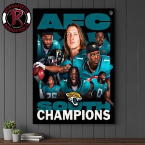 Jacksonville Jaguars NFL 2025 AFC South Champions Poster Canvas Decor