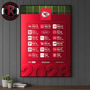 Kansas City Chiefs NFL Season 2026 Schedule Poster Canvas Decor