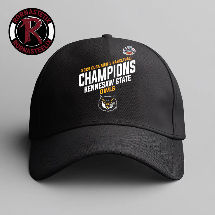 Kennesaw State Owls Champions C-USA Men?s Basketball Tournament 2026 Locker Room Hat Cap Kennesaw State Owls Champions C-USA Men?s Basketball Tournament 2026 Locker Room Hat Cap