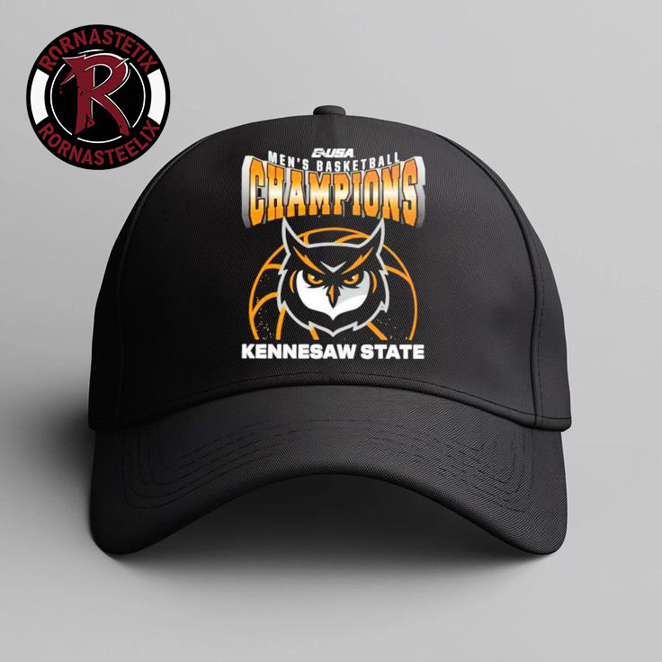 Kennesaw State Owls Champions C-USA Men?s Basketball Tournament 2026 Mascot Hat Cap Kennesaw State Owls Champions C-USA Men?s Basketball Tournament 2026 Mascot Hat Cap