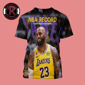 Lebron James Los Angeles Lakers NBA Record 15838 Field Goals Made All Over Print Shirt