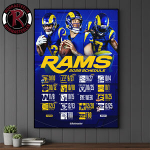Los Angeles Rams NFL Season 2026 Schedule Poster Canvas Decor