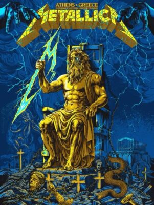 Metallica M72 Athens Greece Venue Poster At Olympic Stadium On May 9 2026 Poseidon God Art By Revolver M72 World Tour 2026