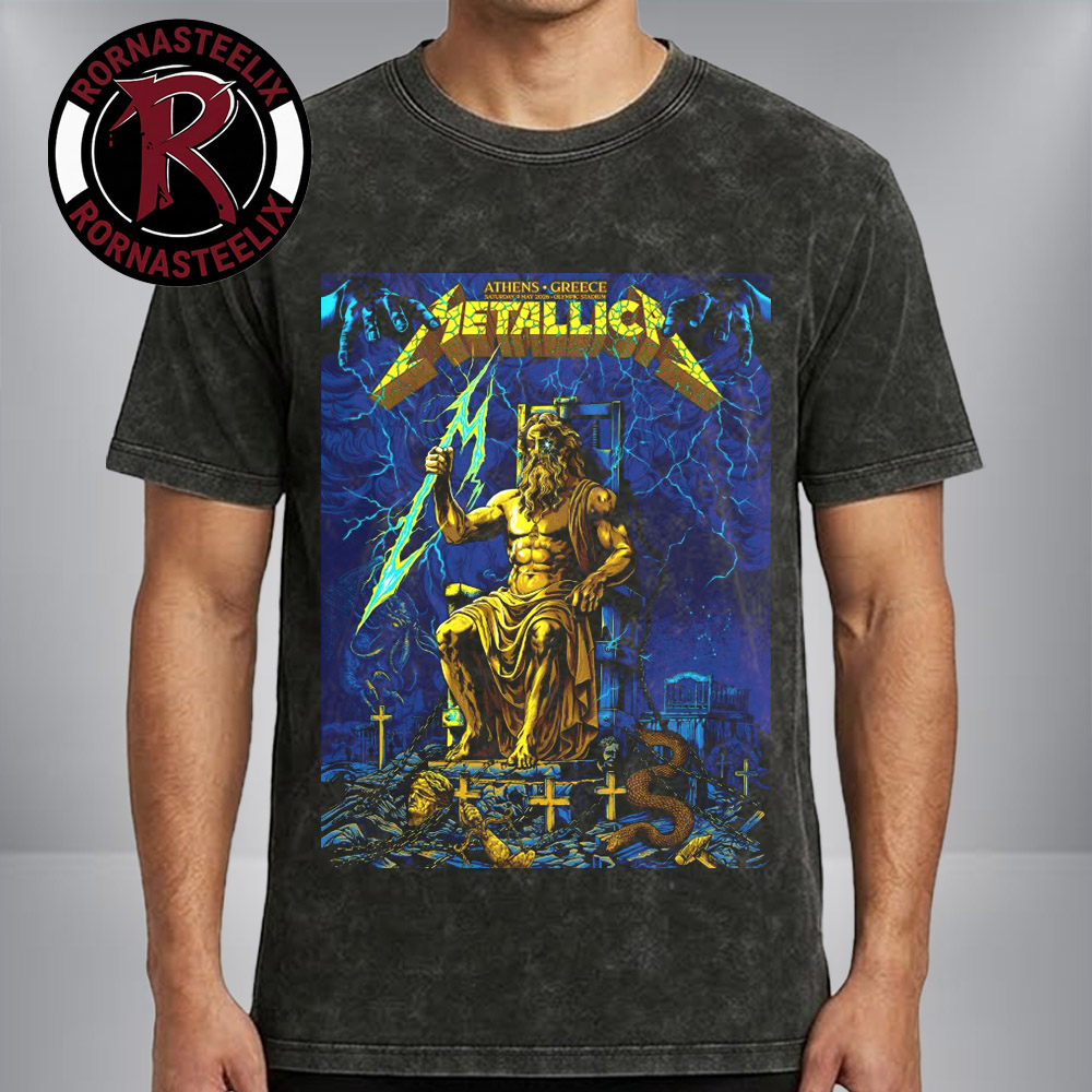 Metallica M72 Athens Greece Venue Poster At Olympic Stadium On May 9 2026 Poseidon God Art By Revolver M72 World Tour 2026 Washed T-Shirt Metallica M72 Athens Greece Venue Poster At Olympic Stadium On May 9 2026 Poseidon God Art By Revolver M72 World Tour 2026 Washed T-Shirt