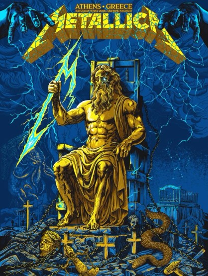 Metallica M72 Athens Greece Venue Poster At Olympic Stadium On May 9 2026 Poseidon God Art By Revolver M72 World Tour 2026
