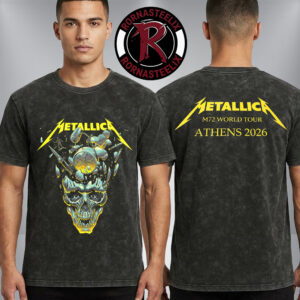 Metallica M72 Athens M72 World Tour 2026 Yellow Demon Art By Luke Preece Washed T Shirt