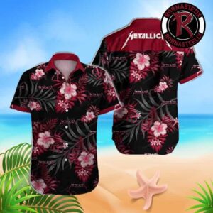 Metallica Pink Floral Black And Red Tropical Tree 2024 Trendy Hawaiian Shirt