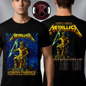 Metallica World Tour 2026 Tour Dates M72 Athens Olympic Stadium 9 May 2026 Zeus King Of The Gods Unisex T Shirt Two Sided