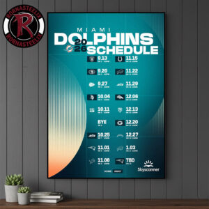 Miami Dolphins NFL Season 2026 Schedule Poster Canvas Decor