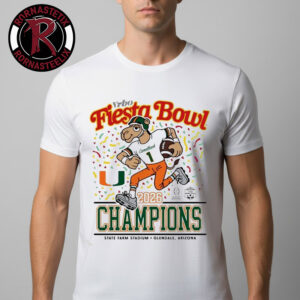 Miami Hurricanes Vrbo Fiesta Bowl 2026 Champions Mascot State Farm Stadium Arizona Unisex T-Shirt