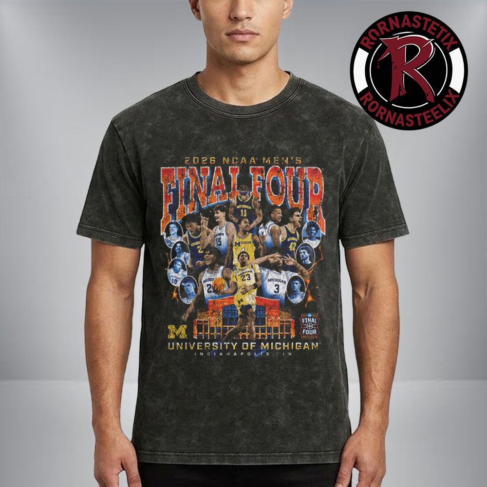 Michigan Wolverines 2026 NCAA Men's Basketball Final Four Indianapolis IN Washed T-Shirt Michigan Wolverines 2026 NCAA Men's Basketball Final Four Indianapolis IN Washed T-Shirt