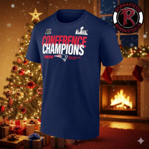 New England Patriots 2025 American Football Conference Champions Right Side Draw Unisex T-Shirt