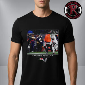 New England Patriots Kayshon Boutte 9 NFL Handed Touchdown Catch Spotlight Photograph Unisex T-Shirt