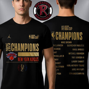 New York Knicks The Champions Emirates NBA Cup 2025 Championship Line Up Unisex T-Shirt Two Sided