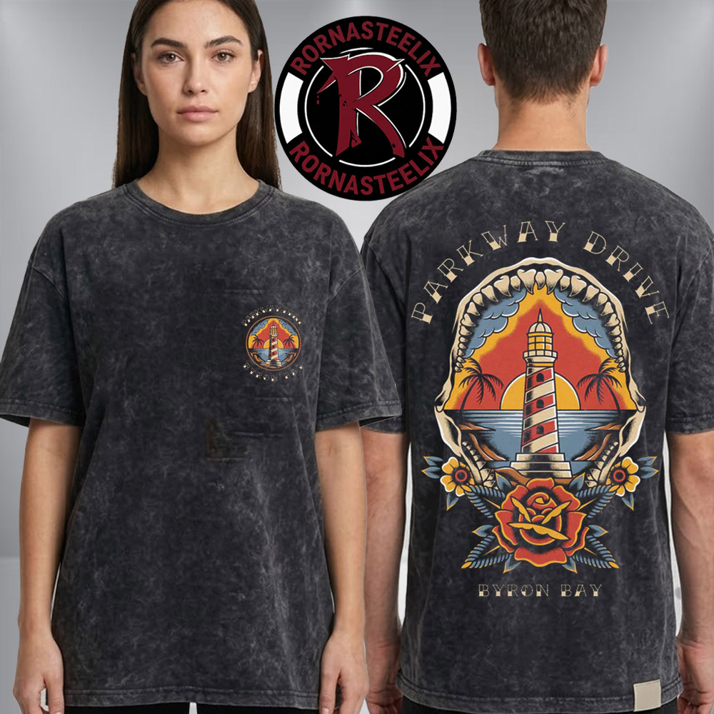 Parkway Drive Shark Jaw Byron Bay Merchandise Washed T-Shirt Parkway Drive Shark Jaw Byron Bay Merchandise Washed T-Shirt