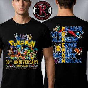 Pokemon 30th Anniversary 1996-2026 Unisex T-Shirt Two Sided