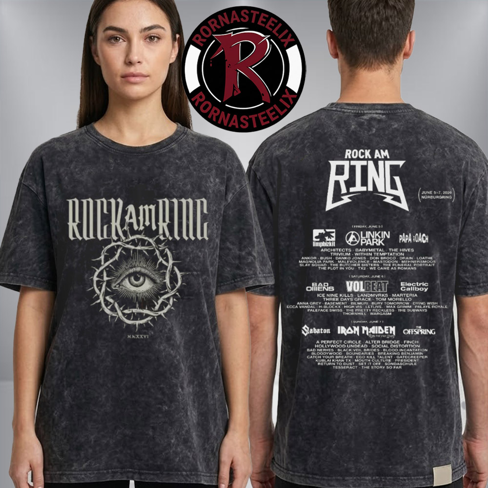 Rock am Ring 2026 Festival Merchandise Eye Line Up 2026 June 5-7 2026 Nurburgring Washed T-Shirt Rock am Ring 2026 Festival Merchandise Eye Line Up 2026 June 5-7 2026 Nurburgring Washed T-Shirt