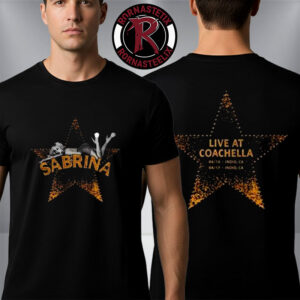 Sabrina Carpenter Coachella 2026 Merch Live At Coachella Indio California Golden Star Unisex T-Shirt Two Sided