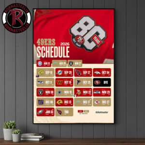 San Francisco 49ers NFL Season 2026 Schedule Poster Canvas Decor