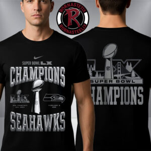 Seattle Seahawks Nike Super Bowl LX Champions 2026 Trophy Tee San Francisco Bay Arena February 8 2026 Unisex T-Shirt Two Sided
