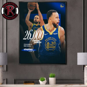 Stephen Curry GSW 26000 Career Points 22nd Player In NBA History Poster Canvas Decor