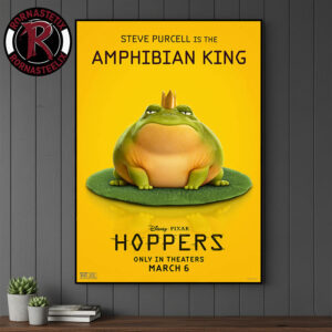 Steve Purcell Is Amphibian King Character Poster For Hoppers Only In Theaters March 6 2026 Poster Canvas Decor