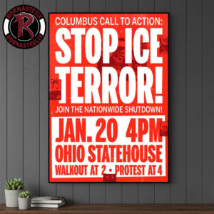 Stop Ice Terror Join The Nationwide Shutdown Columbus Call To Action January 20 2026 Poster Canvas Decor