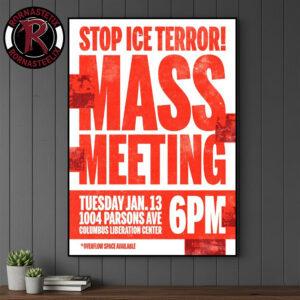 Stop Ice Terror Mass Meeting January 13 2026 Poster Canvas Decor