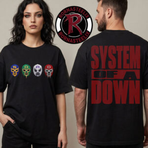 System Of A Down x Mercadorama 2026 CDMX 2026 Exclusive Tee Pop Up At Estadio GNP Seguros Ciudad De Mexico On May 27 28 2026 Mexico City Lucha Libre Maskes Iconic Unisex T Shirt Two Sided