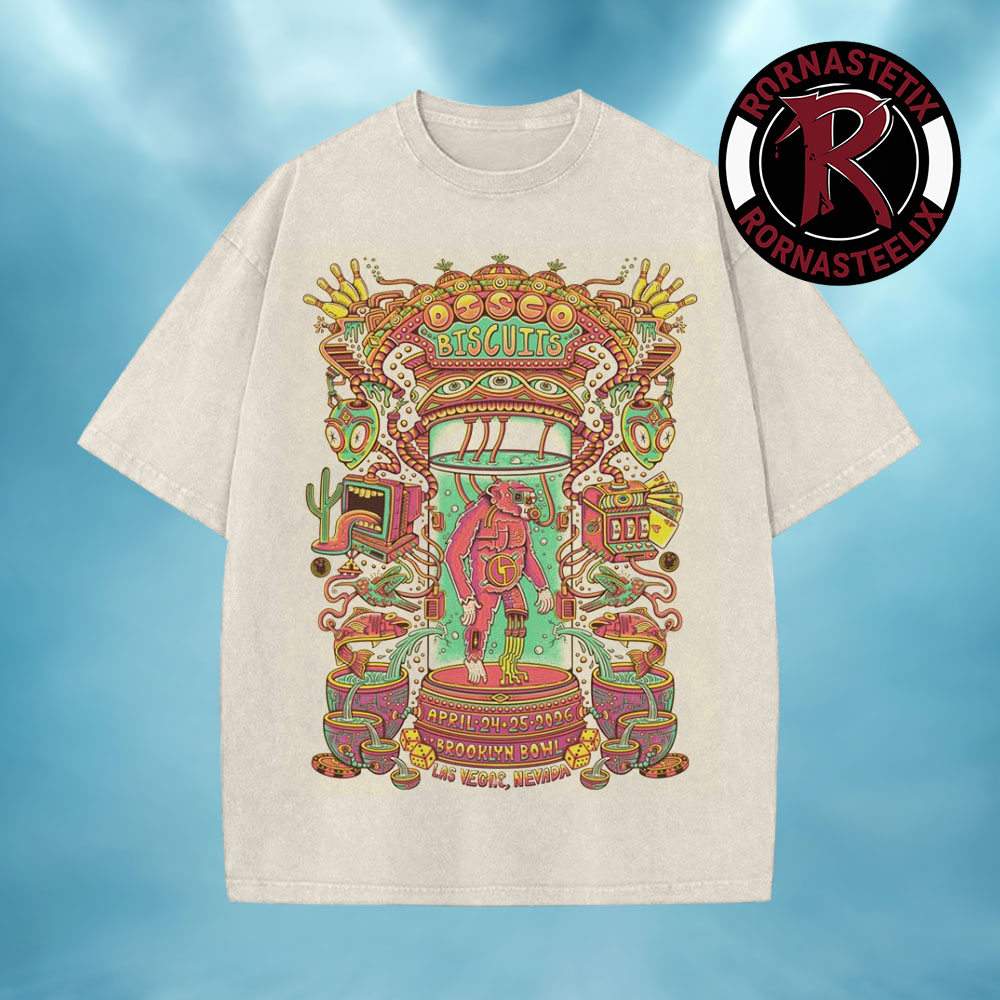 The Disco Biscuits Vegas 2026 At Brooklyn Bowl Las Vegas On April 24 25 2026 Nevada Washed T-Shirt The Disco Biscuits Vegas 2026 At Brooklyn Bowl Las Vegas On April 24 25 2026 Nevada Washed T-Shirt