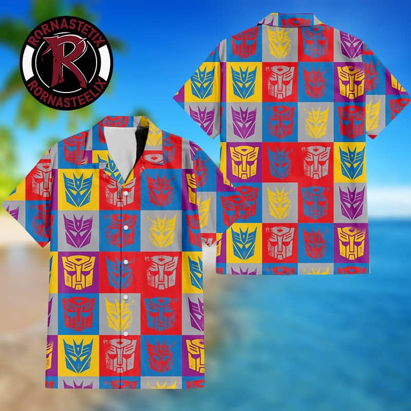 Transformers Decepticons vs Autobots Icon Logo Pattern Hawaiian Shirt Transformers Decepticons vs Autobots Icon Logo Pattern Hawaiian Shirt