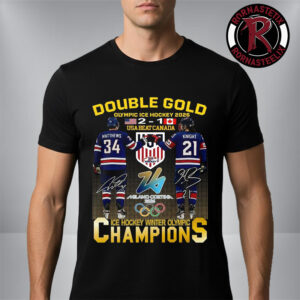 USA Beat Canada Olympic ICE Hockey 2026 Double Gold Champions Unisex T-Shirt