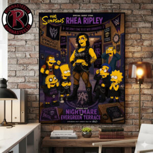 WWE x The Simpsons Nightmare On Evergreen Terrace Episode 003 Rhea Ripley On Disney Plus Poster Canvas Decor