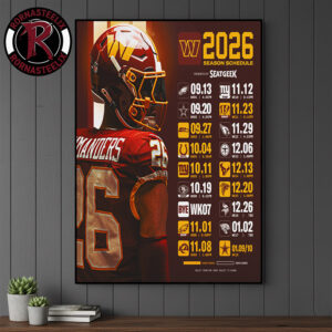 Washington Commanders NFL Season 2026 Schedule Poster Canvas Decor