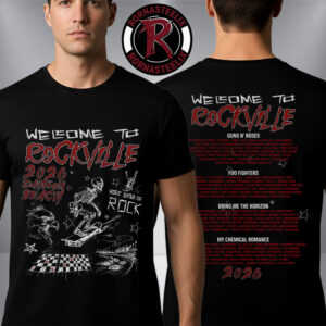 Welcome To Rockville 2026 Festival Merchandise Rockville Doodle World Center Of Rock 2026 Daytona Beach Unisex T-Shirt Two Sided
